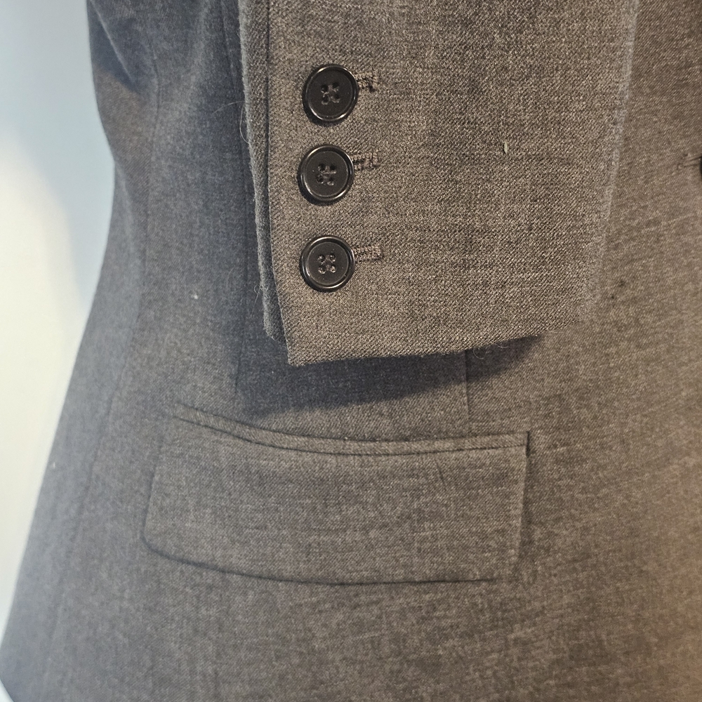 Theory Tailored Single-Button Blazer Women's Size 8 Gray Professional Wool Blend - Picture 5 of 14